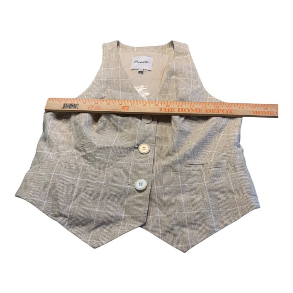 NWOT Madewell Linen Vest Top in Plaid Size 4 - Picture 5 of 7